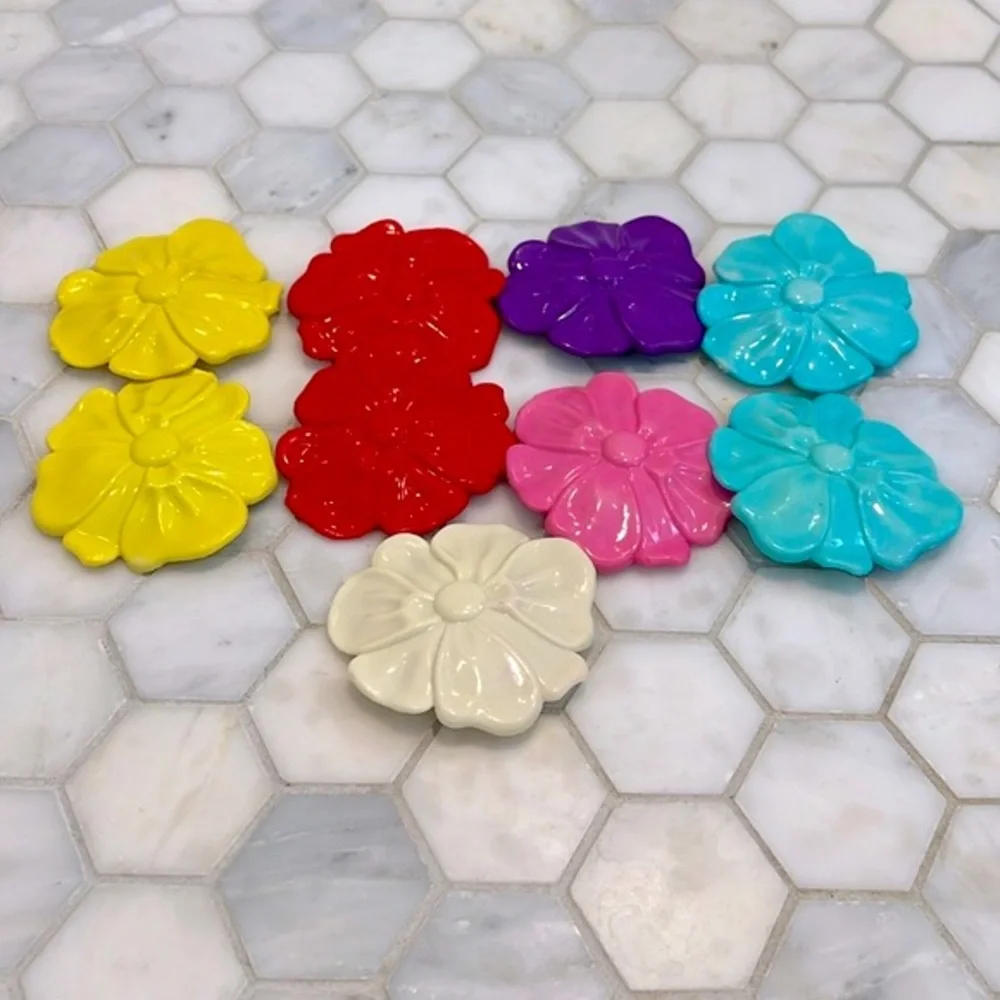 BUNDLE 9 Vintage Multi Colored Colorful Flower Hair Clips Barrettes